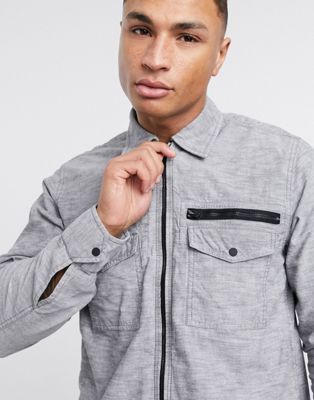 BOSS Lovel Zip overshirt in gray | ASOS