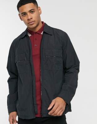 BOSS Lovel zip through overshirt in black