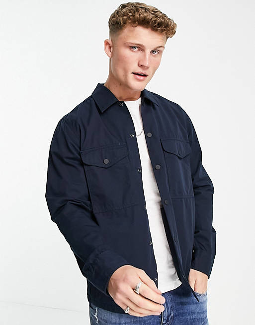 BOSS Lovel_7 lightweight jacket with rubberised arm logo in navy