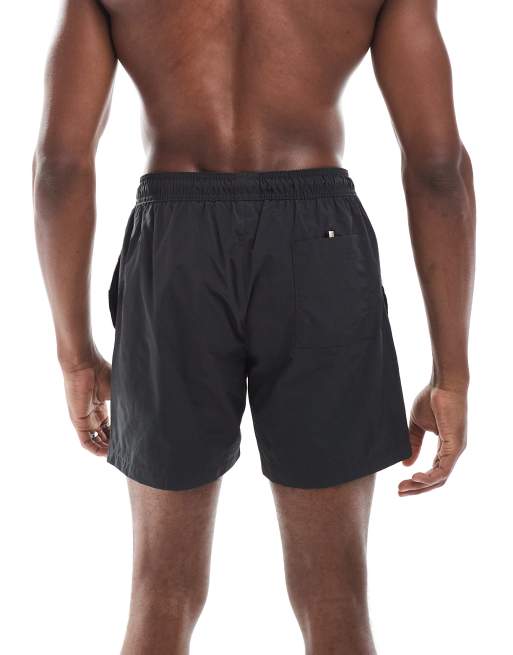BOSS - Luis - Zwemshort in donkergrijs met logostrepen, 4 van 4