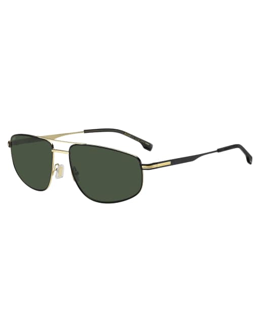 BOSS - Lunettes de soleil aviateur - Noir mat et doré, 2 de 3