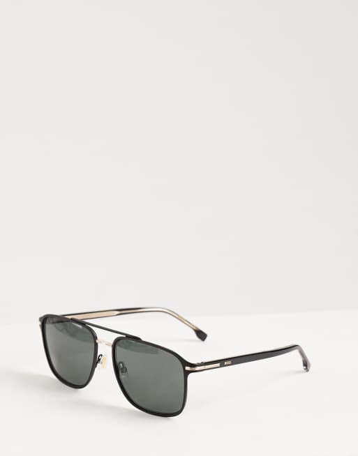 BOSS - Lunettes de soleil carrées - Noir mat et doré , 2 de 3