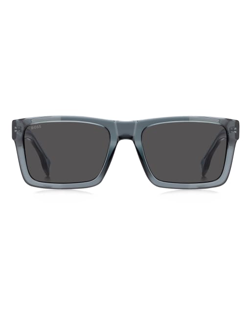 Boss lunettes de soleil rectangulaires à verres gris, bleues, 2 de 6