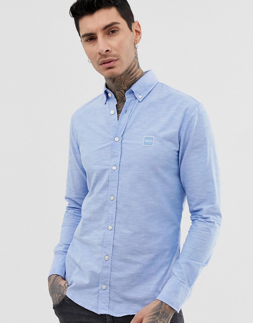 BOSS – Mabsoot – Blå oxfordskjorta i smal passform
