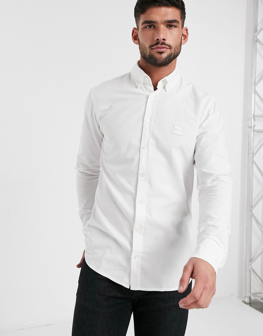BOSS - Mabsoot - Camicia Oxford con colletto button-down bianca-Bianco
