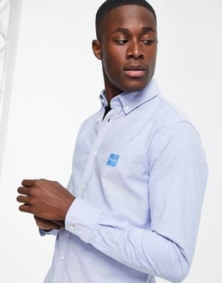 BOSS Mabsoot shirt in blue - ASOS Price Checker