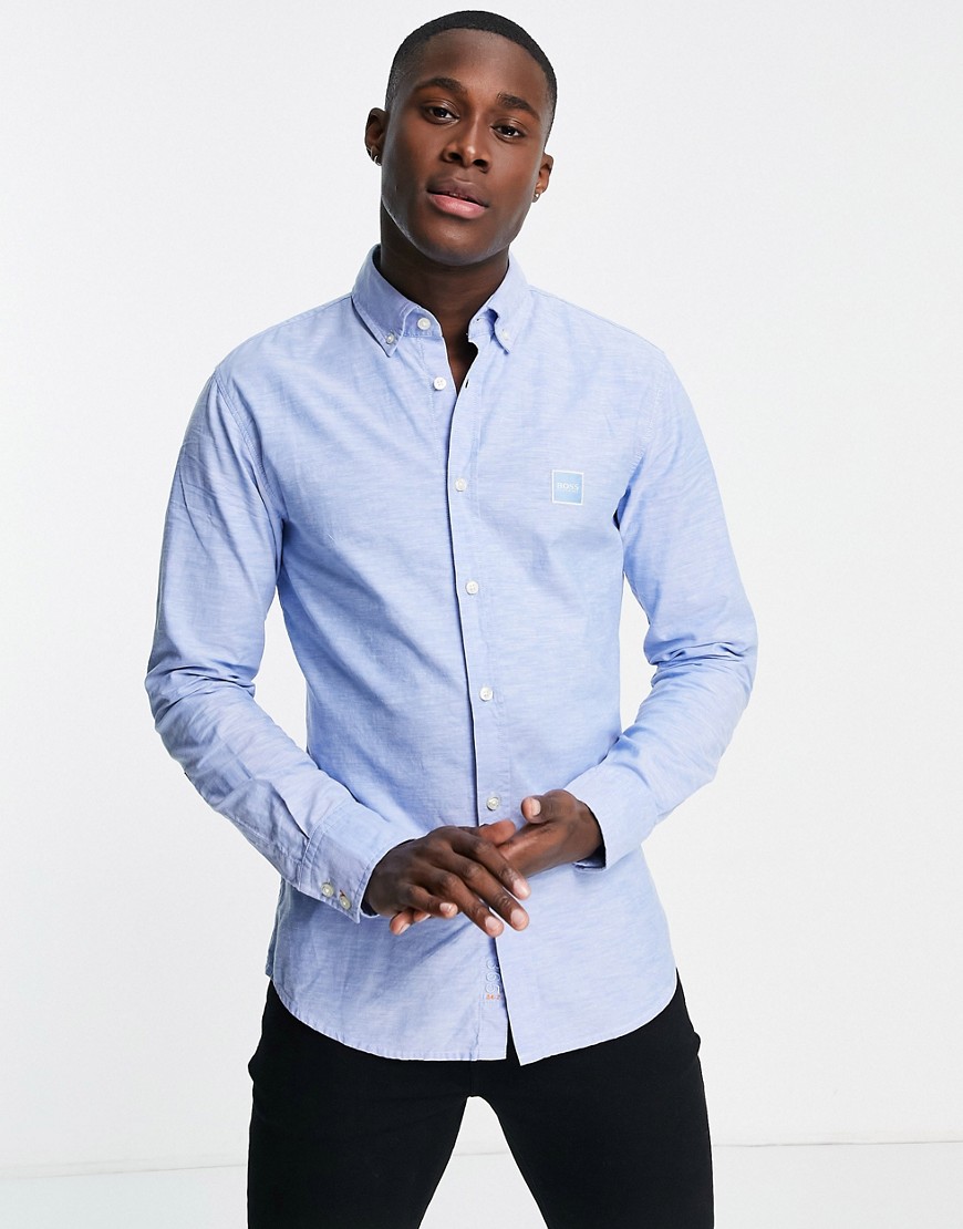 BOSS - Mabsoot - Slim-fit overhemd met lange mouwen in open blauw