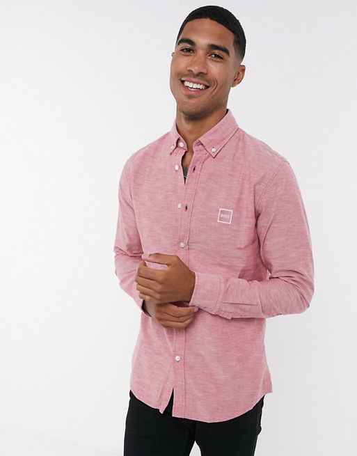 BOSS Mabsoot slim fit shirt in light pink