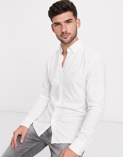 BOSS Mabsoot slim fit shirt in white