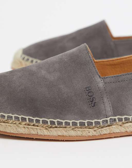 BOSS Madeira Slon Wildleder Espadrilles in Grau