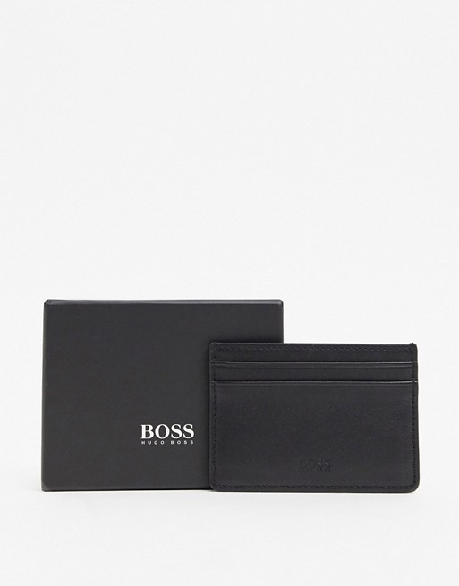 BOSS Majestic leather card holder in black