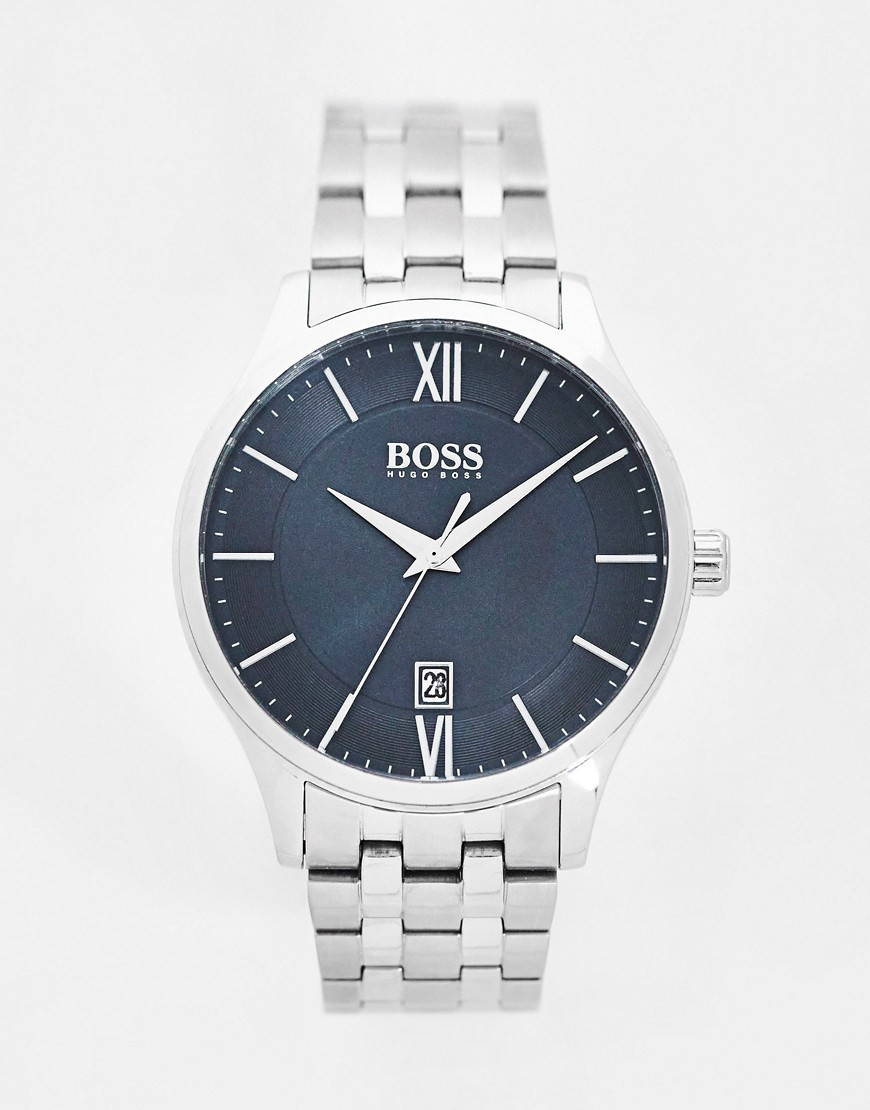 Boss mens black dial bracelet watch in silver 1513896