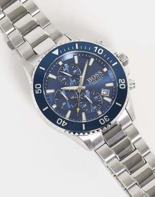 hugo boss watch silver and blue