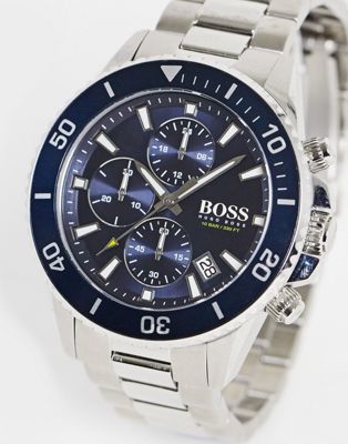BOSS mens blue dial bracelet watch in silver 1513907