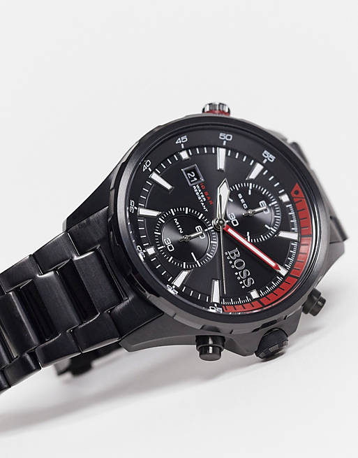 Boss mens bracelet chronograph watch in black 1513825