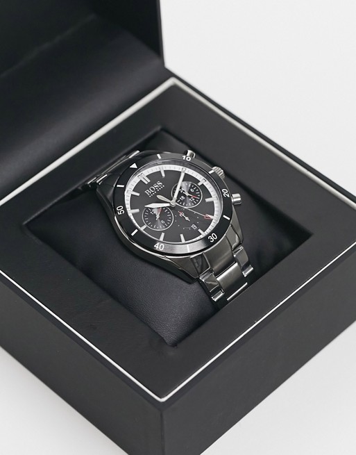 Boss mens bracelet chronograph watch in silver 1513862