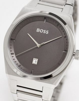 Boss mens bracelet watch with grey dial in silver 1513992