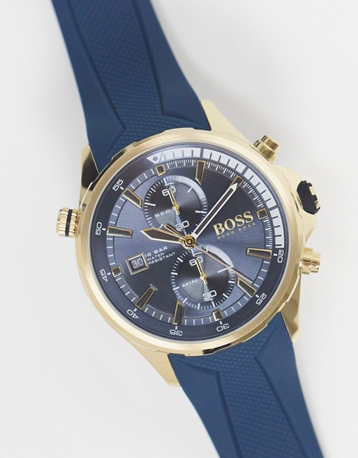 Boss mens silicone chronograph watch in blue