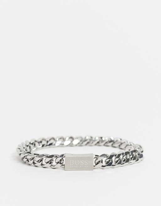 BOSS mens stainless steel chain bracelet in silver | ASOS