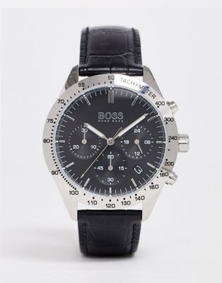 Boss mens - talent - Chronograaf horloge met leren bandje in zwart
