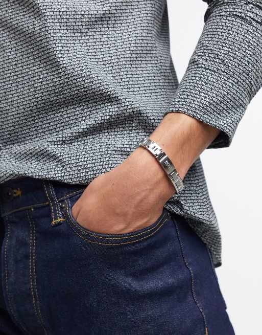 Mens silver discount bracelets hugo boss