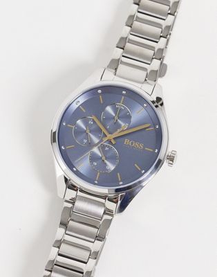 Montres BOSS - Montre-bracelet chronographe pour femme à cadran bleu - Argenté