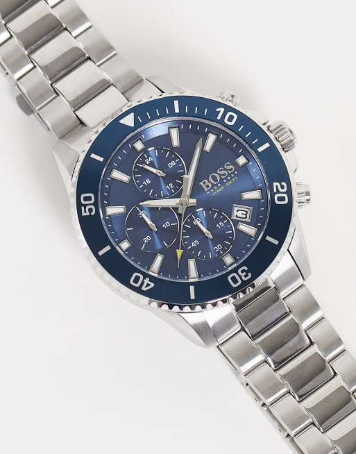 Boss Montre bracelet pour homme avec cadran bleu Argent 1513907