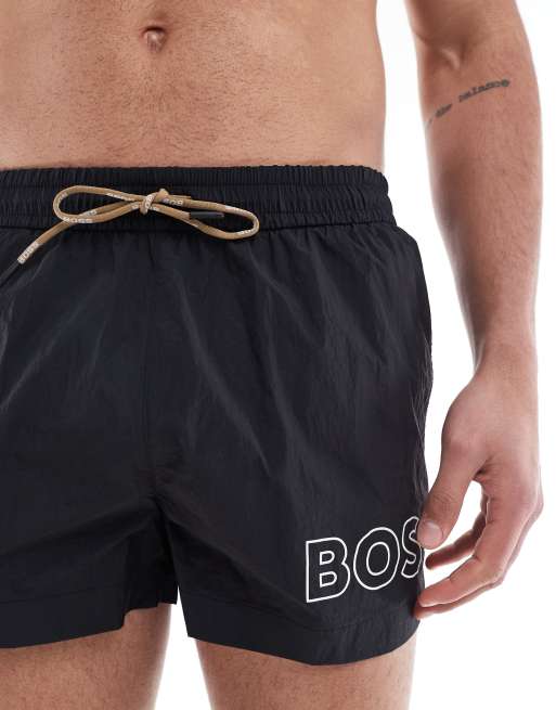 BOSS Mooneye logo swim shorts in black
