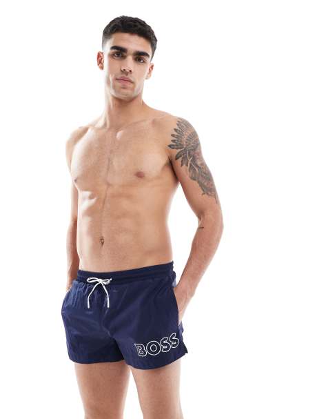 Boss Mooneye logo swim shorts in navy - view 1