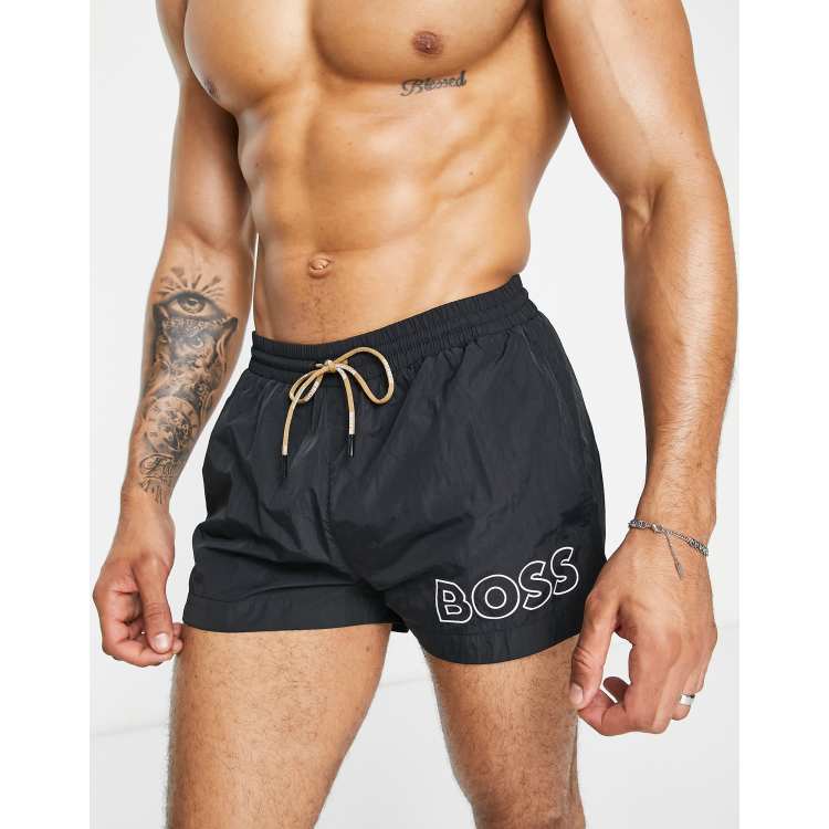 Boss Mooneye swim shorts in black ASOS