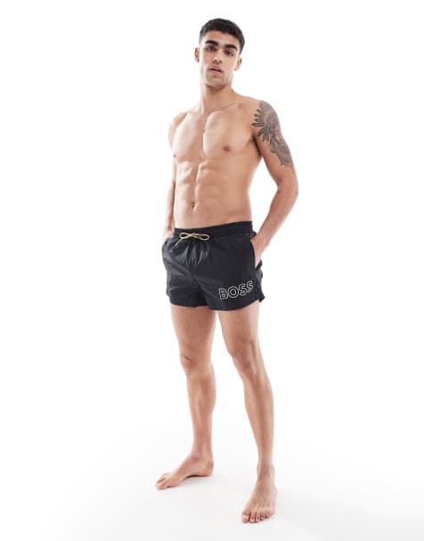 BOSS - Mooneye - Zwemshort met logo in zwart - view 1