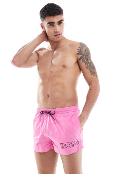 BOSS - Mooneye - Zwemshorts met logo in roze - view 1