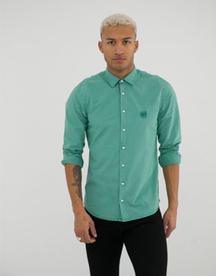 BOSS – Mypop – Grön poplinskjorta med smal passform