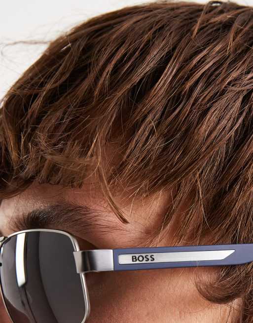 Boss  navigator sunglasses in matte dark silver , 3 of 3