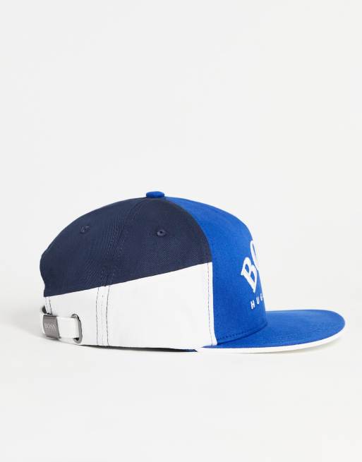 BOSS – Niebieska czapka snapback z daszkiem, blokami kolorów i dużym logo, 4 z 4