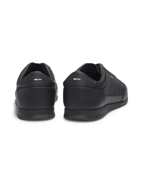 Boss Nitan logo print trainers in black - view 2