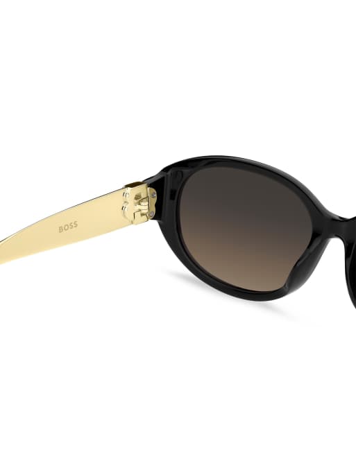 Boss occhiali da sole ovali - neri con lenti sfumate grigio-marrone, 5 di 7