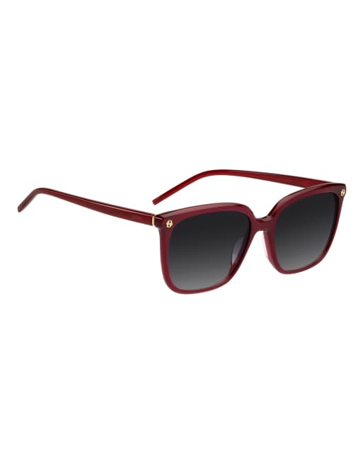 BOSS occhiali da sole squadrati con lenti sfumate grigie, rosse, 4 di 6