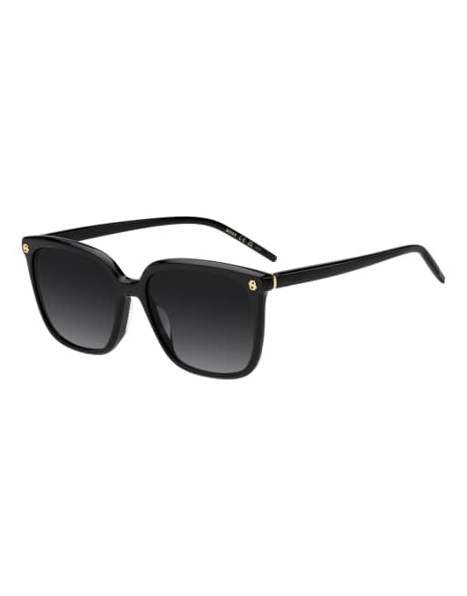 Boss occhiali da sole squadrati neri con lenti sfumate grigie, 3 di 6