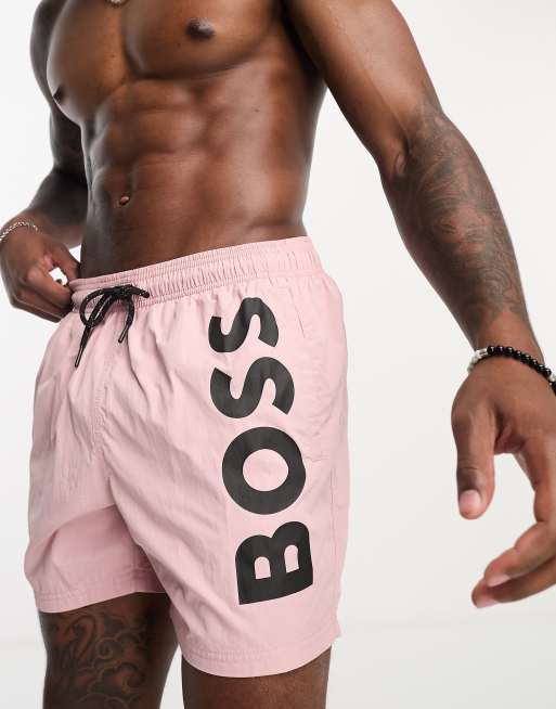 BOSS octopus short swim shorts in pastel pink | ASOS