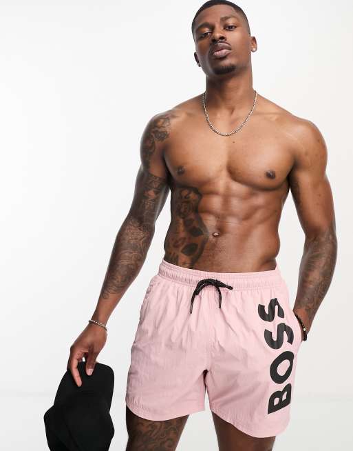 Pink hugo cheap boss swim shorts