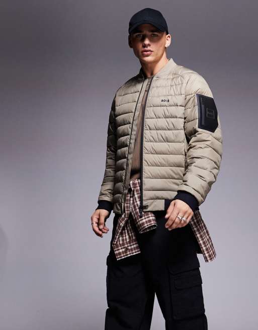 BOSS Ondito Lichtgewicht gewatteerd bomberjack in groen ASOS - Main Image