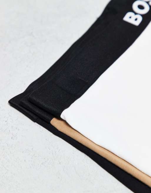 BOSS One 3-pack trunks in black, white and tan, 2 of 3