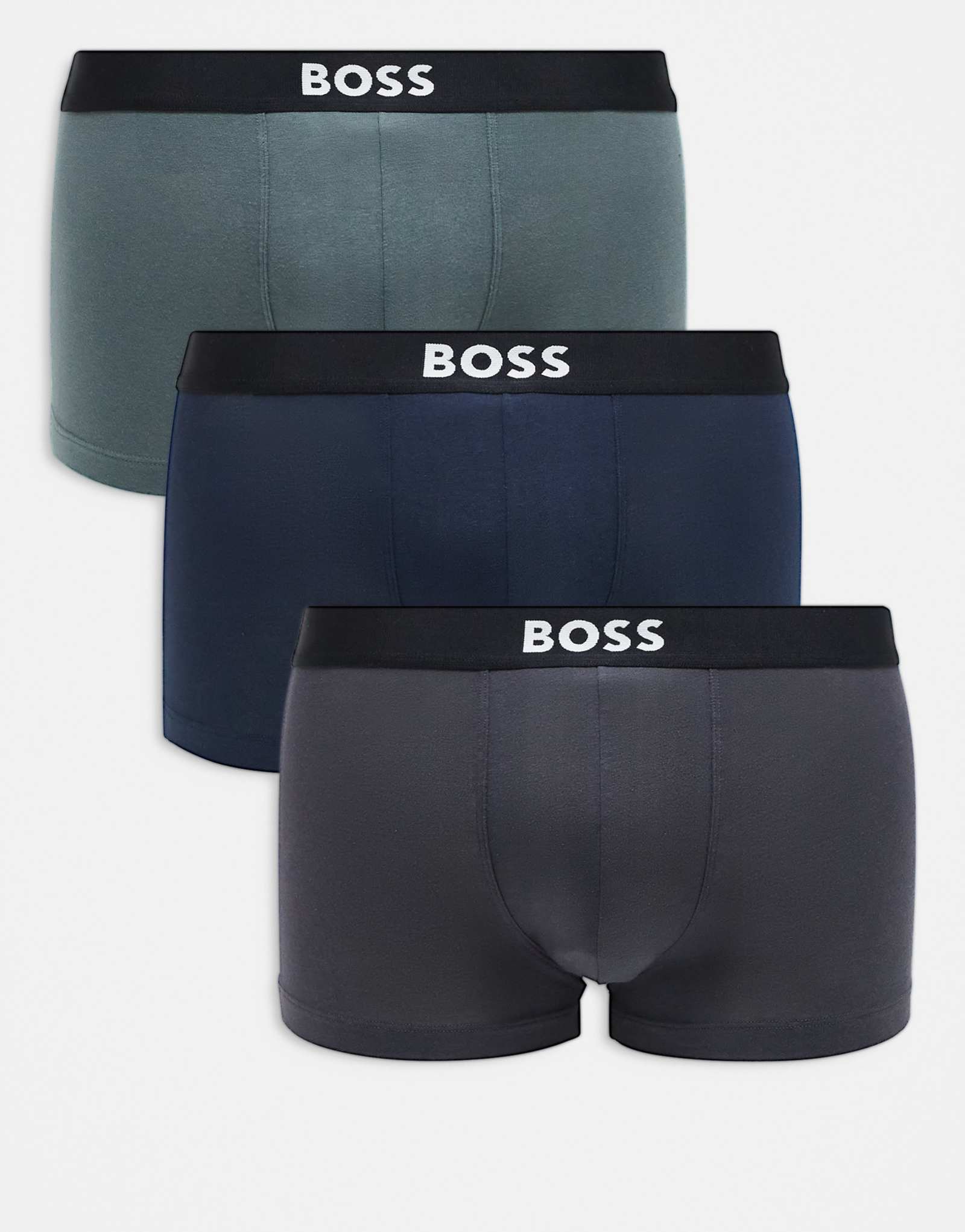 Трусы-боксеры BOSS One Bodywear из 3-х комплектов с логотипом спереди, темно-синие и серые