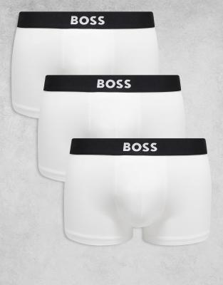 Hugo Red Boss One Bodywear 3-pack Front Icon Logo Trunks In White