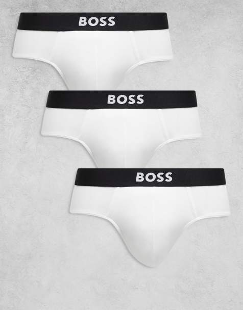 BOSS One Bodywear - Confezione da 3 slip hipster bianchi con logo sul davanti - view 1