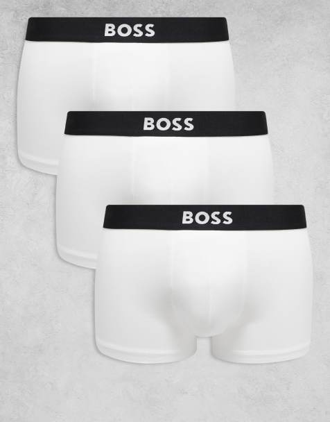 BOSS One Bodywear – Zestaw 3 par białych bokserek z logo z przodu - view 1