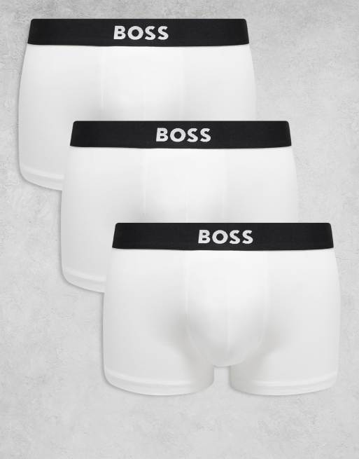 BOSS One Bodywear – Zestaw 3 par białych bokserek z logo z przodu