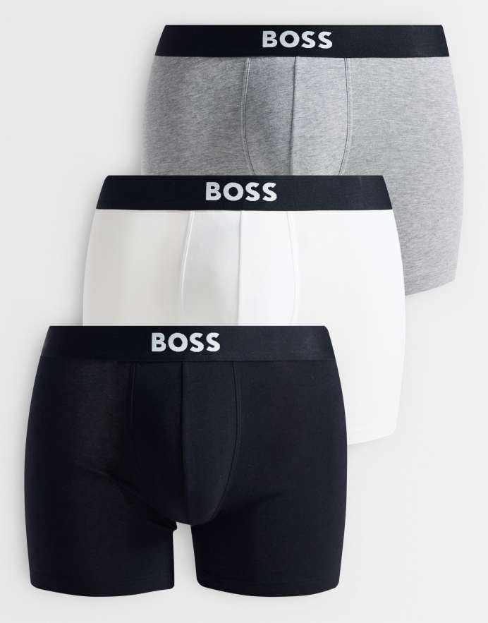 BOSS Orange BOSS One - Pack de 3 calzoncillos bóxer de color negro, blanco y gris