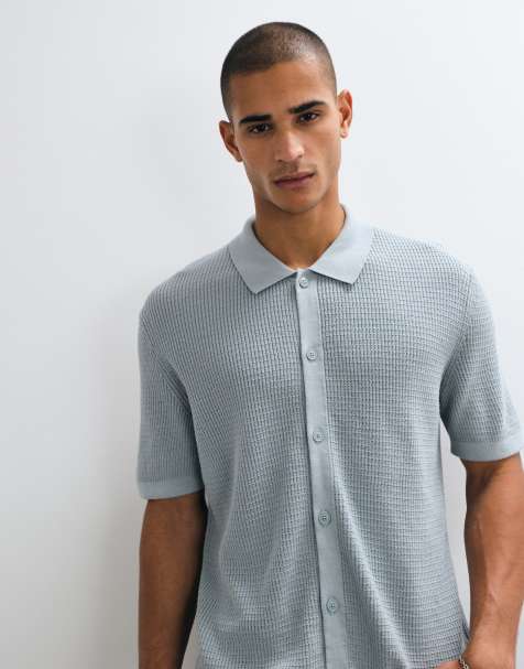 Boss Orange Akepalo chemise en maille coupe relaxed boutonnée sur le devant grise - view 1